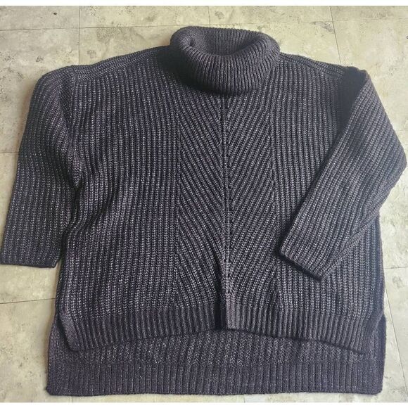 Time and Tru Sweaters - S5 Time and Tru cowl neck sweater charcoal ribbed knit NWT